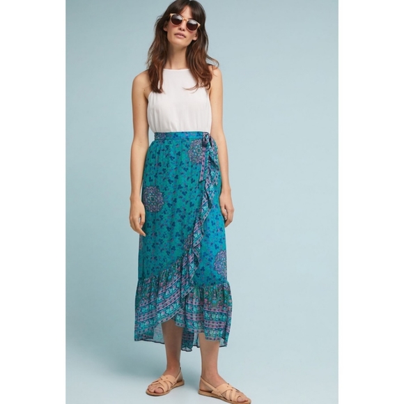 NWT Anthropologie Allegra Skirt Blue Motif Sz 4 - Picture 2 of 8